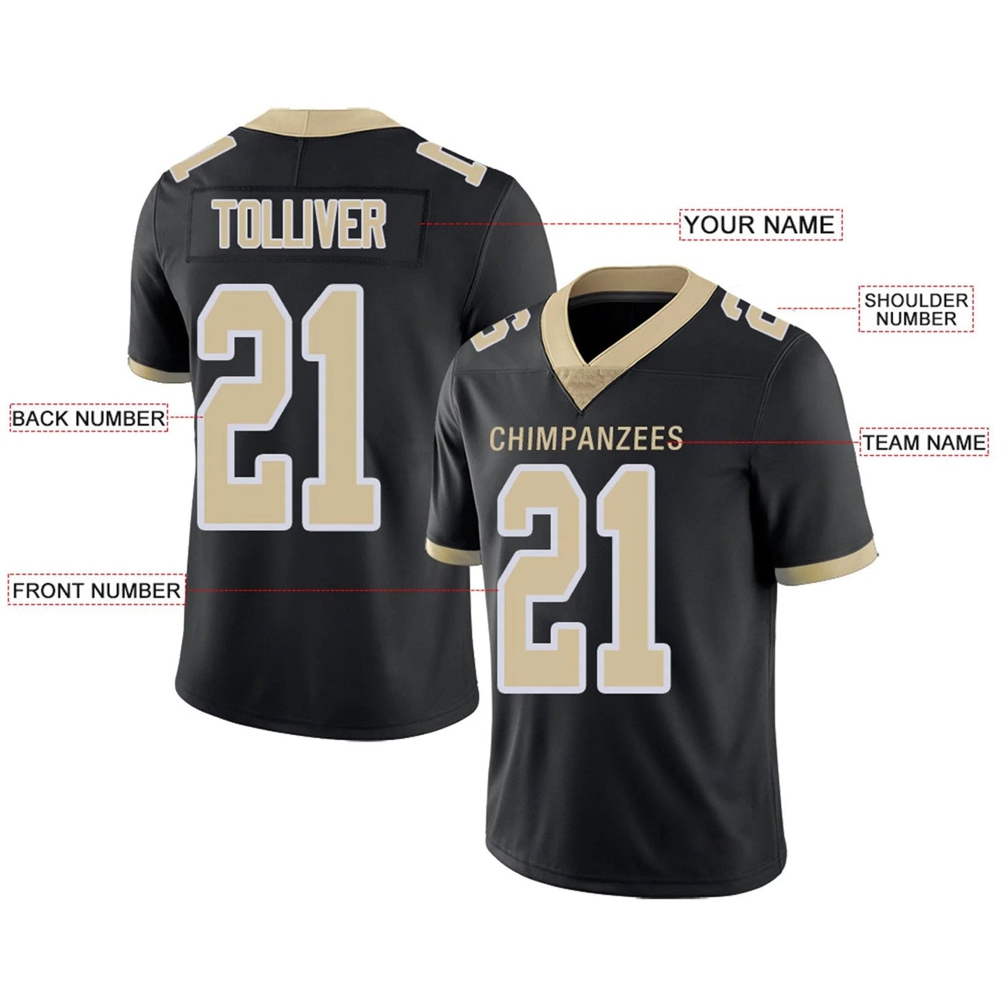 Custom NO.Saints Black Personalized Design Your Own Name and Number for Men Women Youth Footbal Jerseys