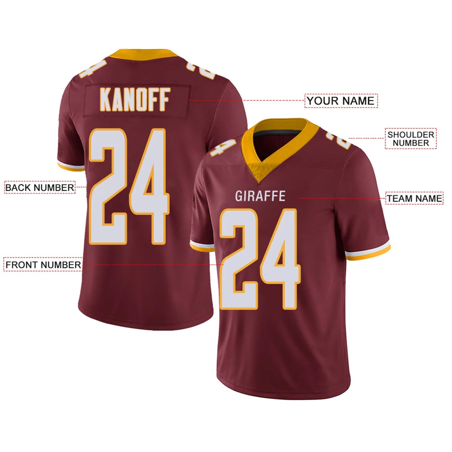 Custom W.Football Team Burgundy Personalized Design Your Own Name and Number for Men Women Youth Footbal Jerseys