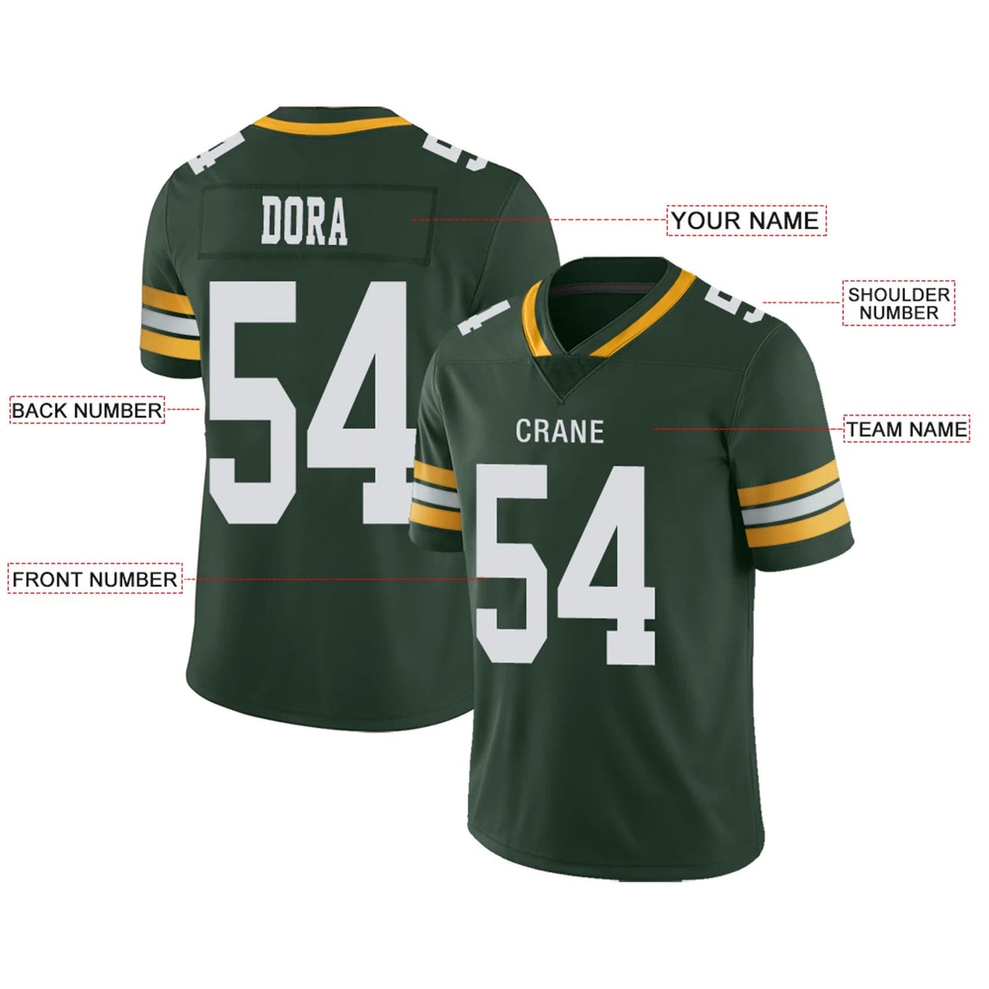Custom GB.Packers Green Personalized Design Your Own Name and Number for Men Women Youth Footbal Jerseys