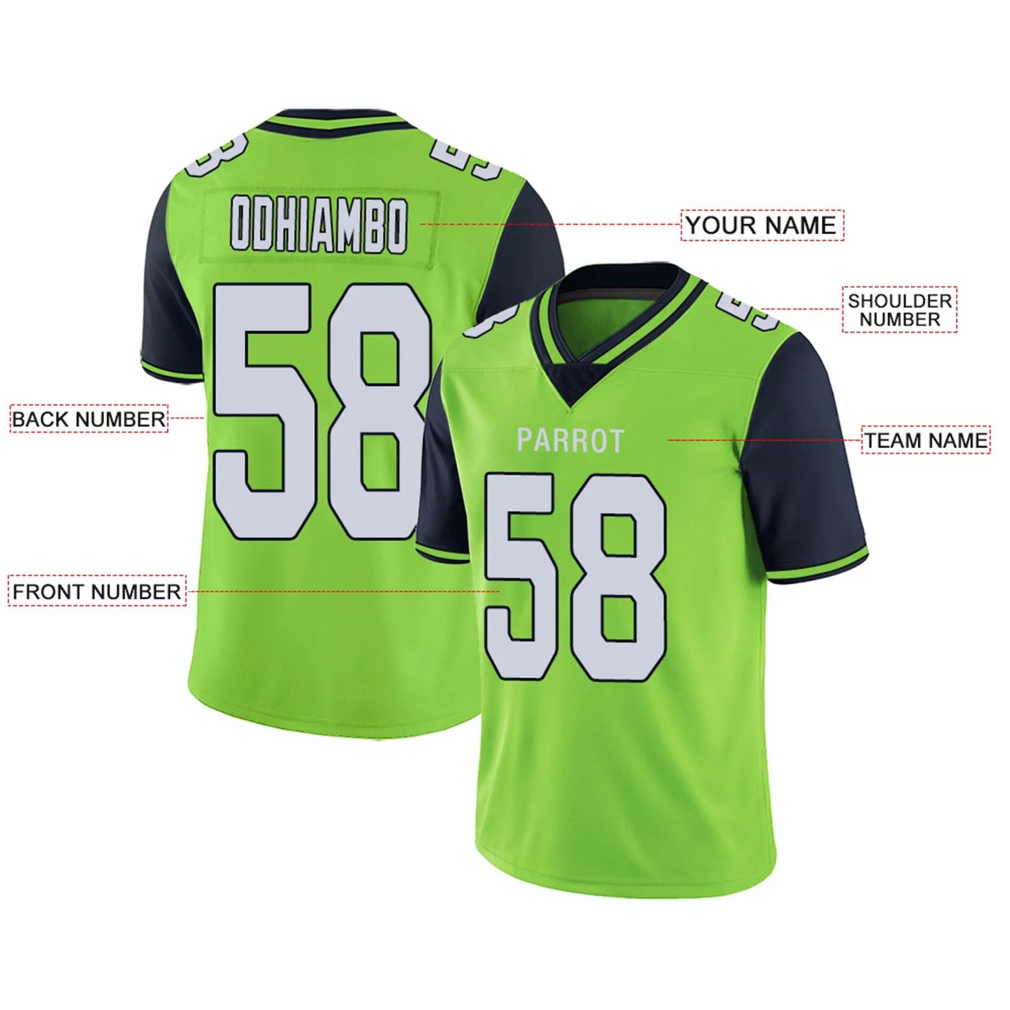 Custom S.Seahawks Green Personalized Design Your Own Name and Number for Men Women Youth Footbal Jerseys
