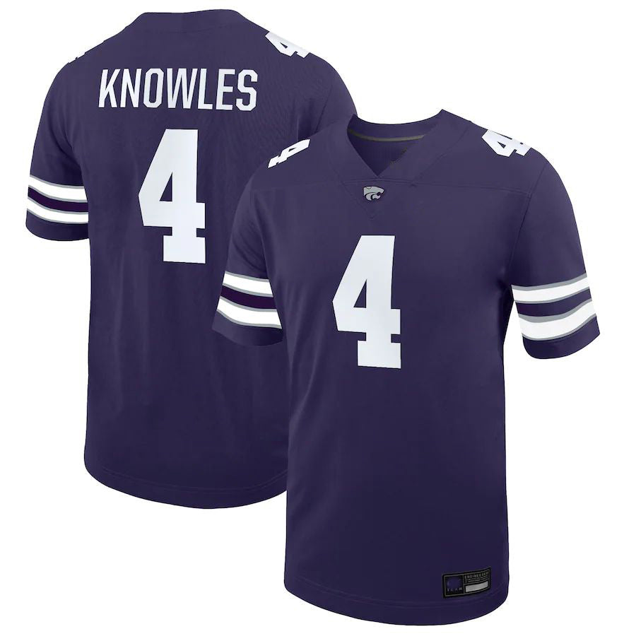 K.State Wildcats #4 Malik Knowles NIL Replica Football Jersey Purple Stitched American College Jerseys
