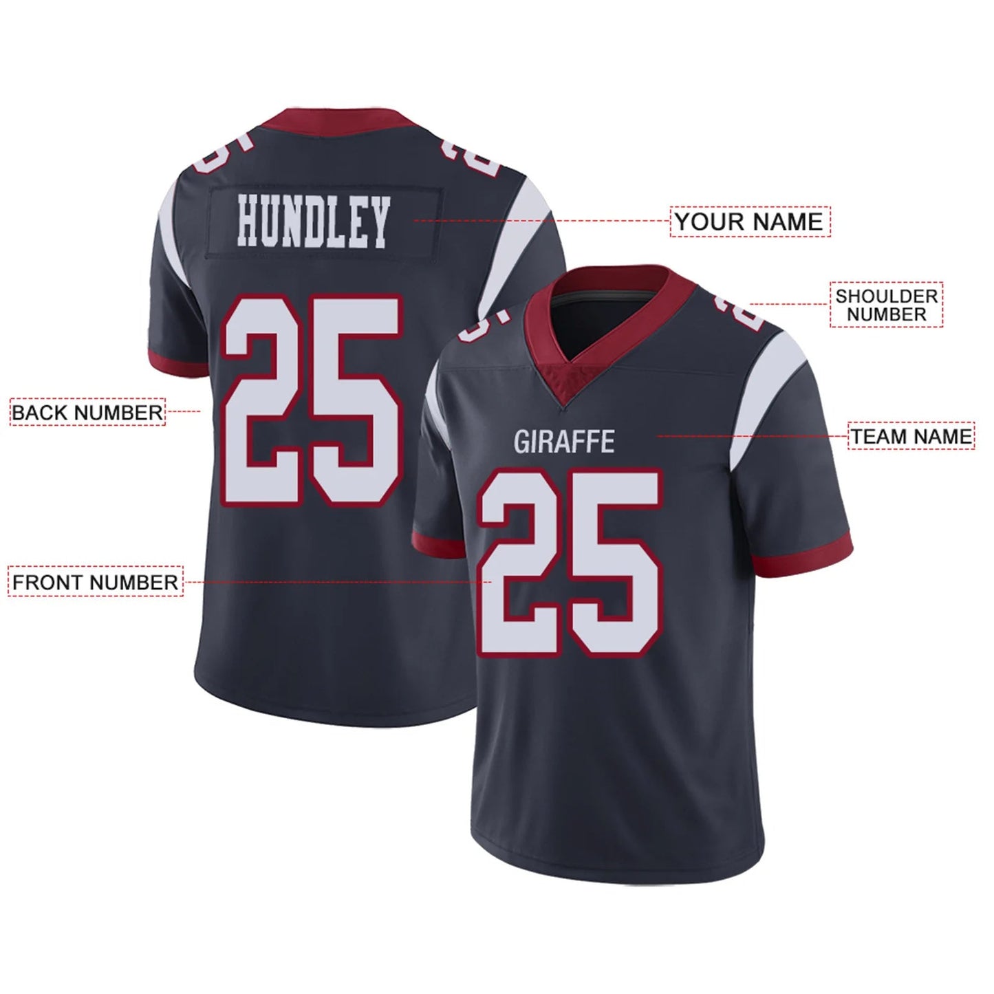 Custom H.Texans Navy Personalized Design Your Own Name and Number for Men Women Youth Footbal Jerseys