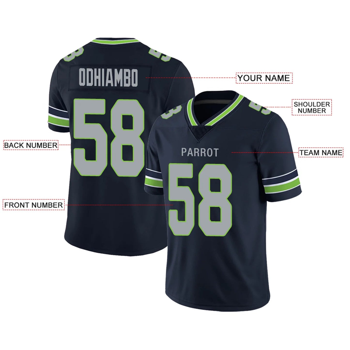 Custom S.Seahawks Navy Personalized Design Your Own Name and Number for Men Women Youth Footbal Jerseys