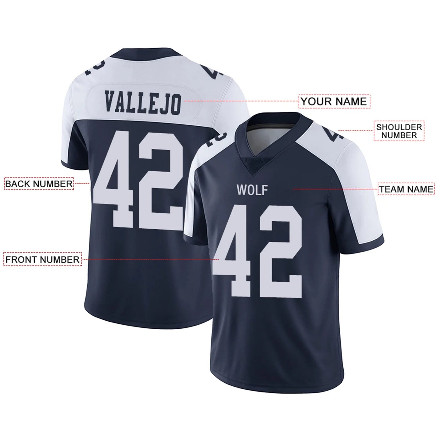 Custom D.Cowboys Navy White Personalized Design Your Own Name and Number for Men Women Youth Footbal Jerseys