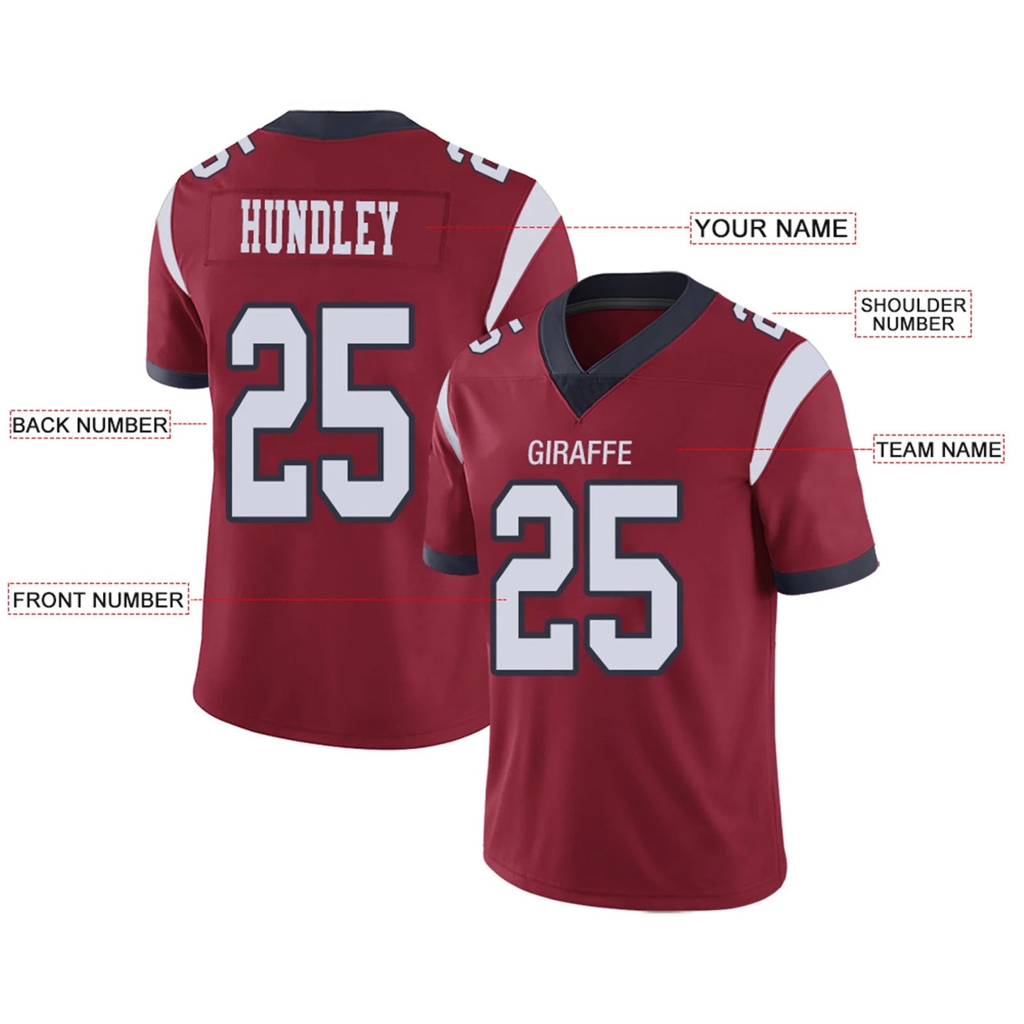 Custom H.Texans Red Personalized Design Your Own Name and Number for Men Women Youth Footbal Jerseys