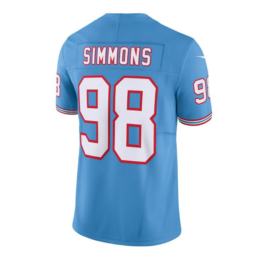 T.Titans #98 Jeffery Simmons Light Blue Oilers Throwback Vapor F.U.S.E. Limited Jersey Stitched American Football Jerseys