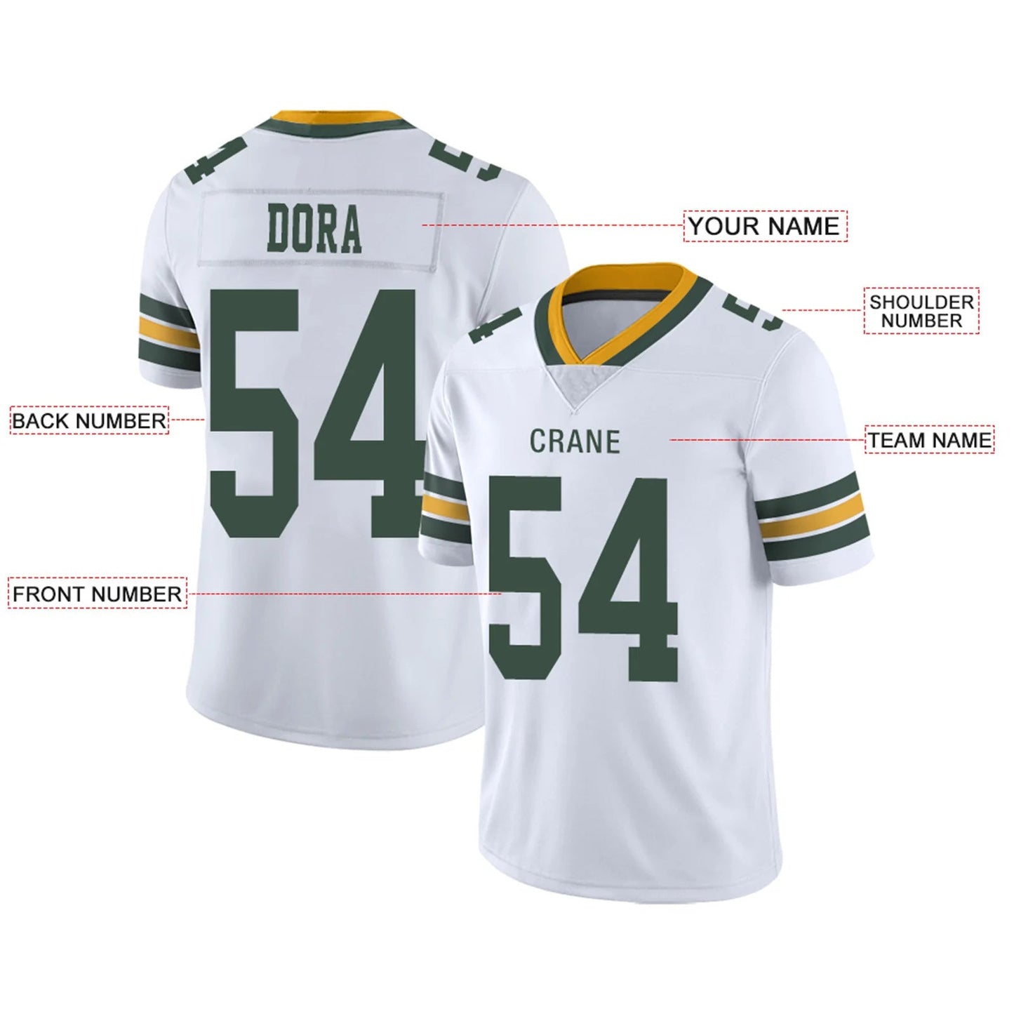 Custom GB.Packers White Personalized Design Your Own Name and Number for Men Women Youth Footbal Jerseys