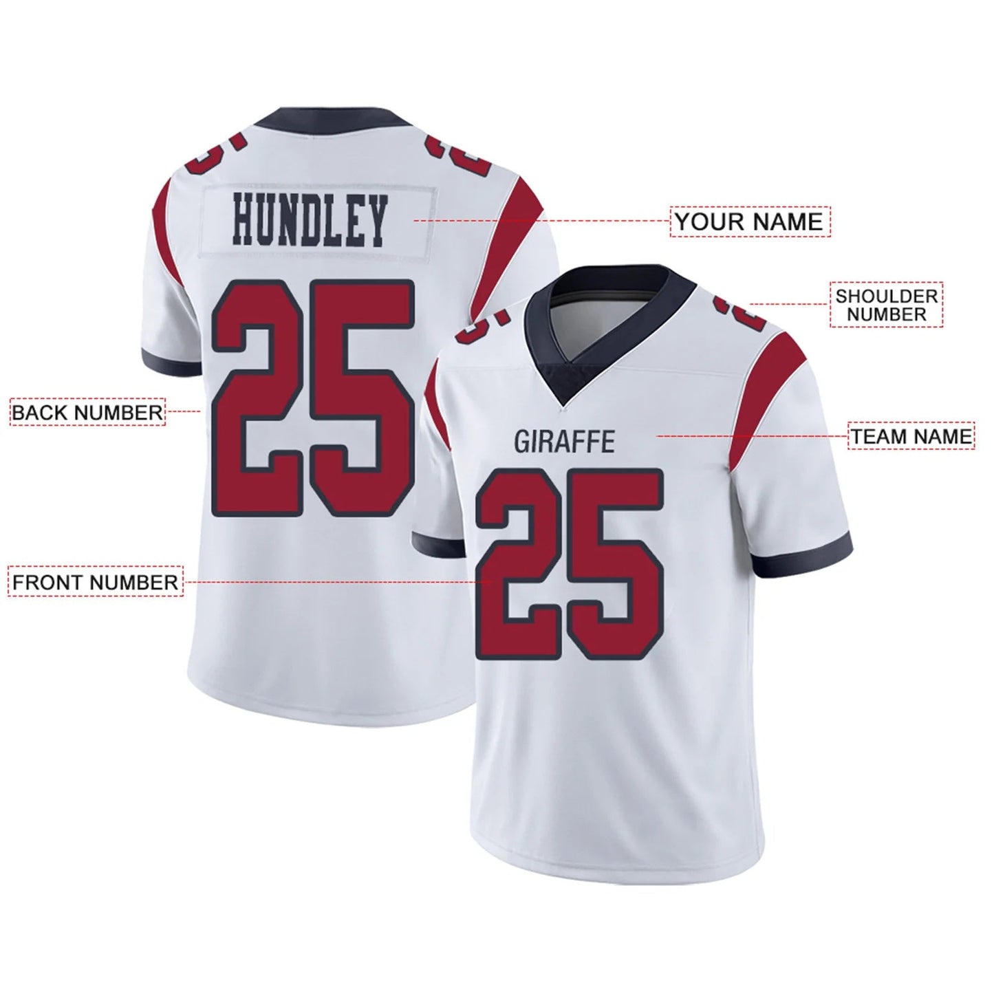 Custom H.Texans White Personalized Design Your Own Name and Number for Men Women Youth Footbal Jerseys