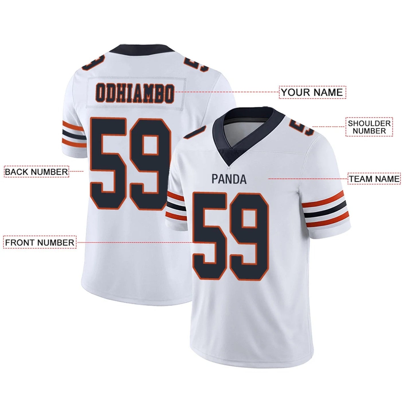 Custom C.Bears White Personalized Design Your Own Name and Number for Men Women Youth Footbal Jerseys