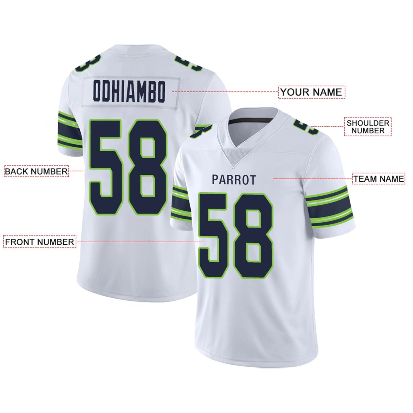Custom S.Seahawks White Personalized Design Your Own Name and Number for Men Women Youth Footbal Jerseys