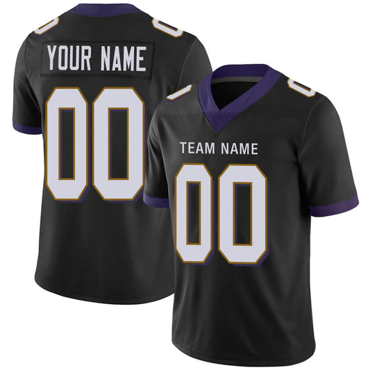 Custom B.Ravens Black Personalized Design Your Own Name and Number for Men Women Youth Footbal Jerseys