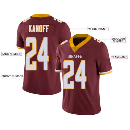 Custom W.Football Team Burgundy Personalized Design Your Own Name and Number for Men Women Youth Footbal Jerseys