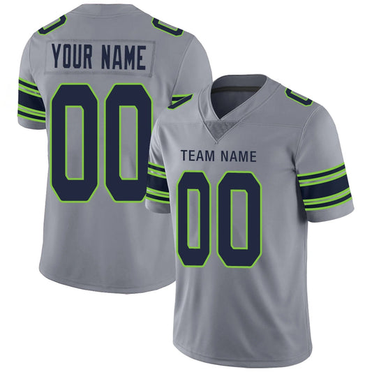 Custom S.Seahawks Gray Personalized Design Your Own Name and Number for Men Women Youth Footbal Jerseys