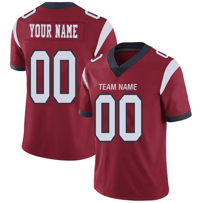 Custom H.Texans Red Personalized Design Your Own Name and Number for Men Women Youth Footbal Jerseys