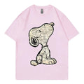 Snoopy Cartoon Anime Women T-shirt Summer Short Sleeve White 100% Cotton Men Tee Shirts Tops 2025 New Fashion Couple Clothing