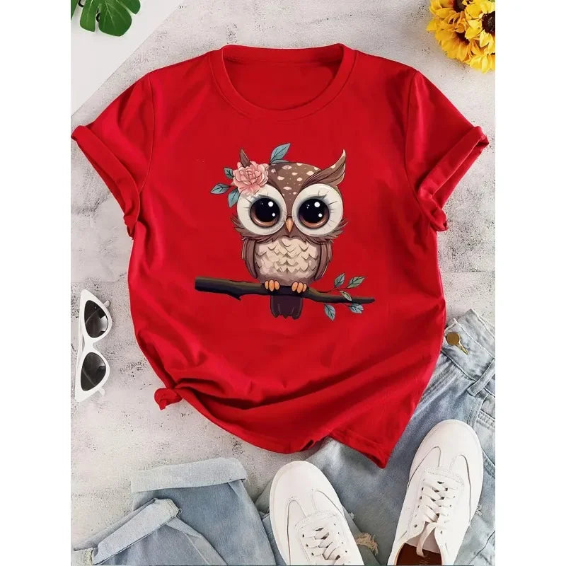 100% Cotton New Hot Sale Animal Print Women's Fashionable Casual Short Sleeve Tops Shirts for Women  Harajuku  Graphic T Shirts