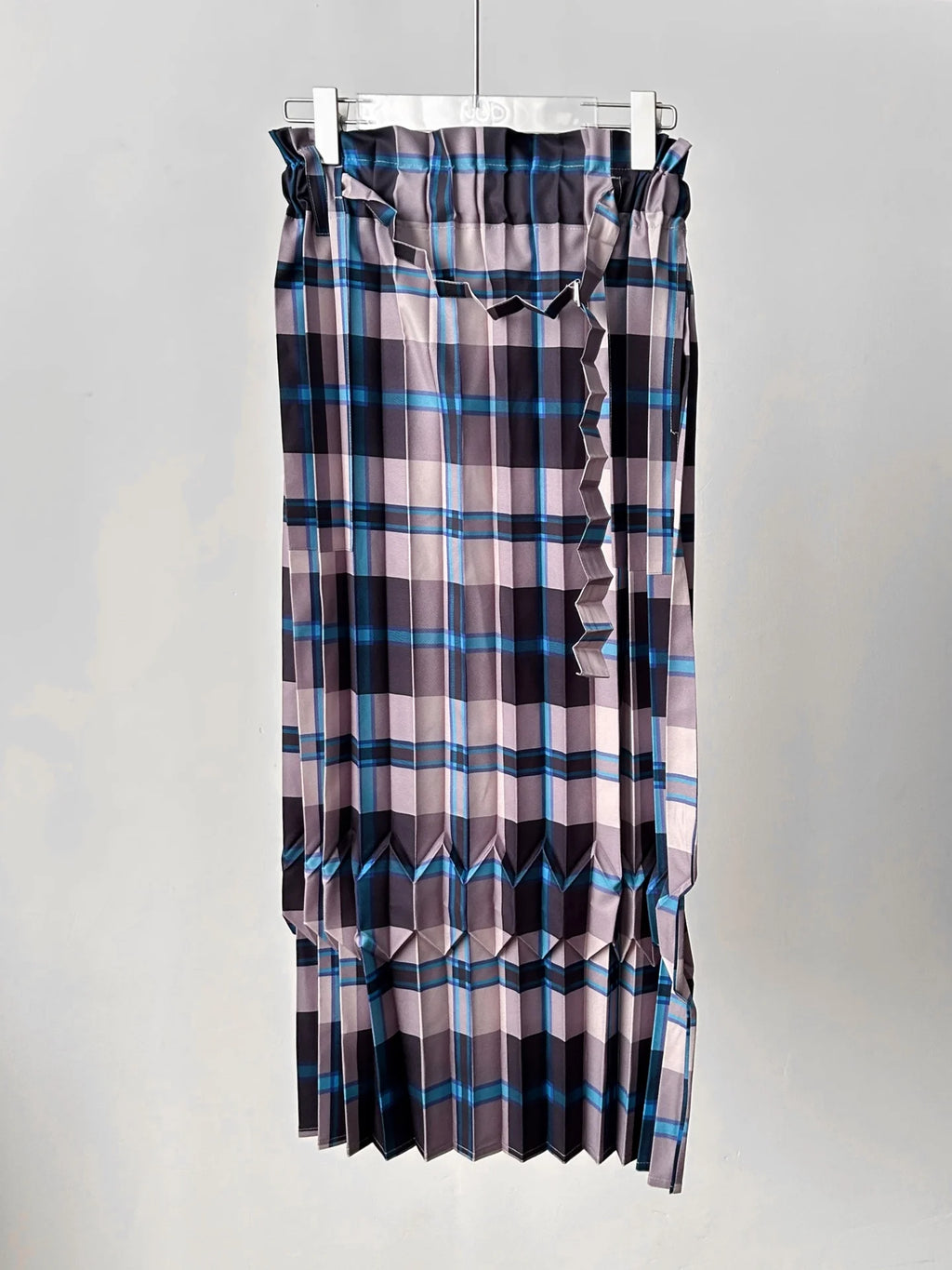 Blue Black Plaid Pleated Asymmetric Skirt Ruffle Trim Skirt Retro Modern Chic Stylish Trendy Daily Layering Essential Pieces