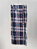 Blue Black Plaid Pleated Asymmetric Skirt Ruffle Trim Skirt Retro Modern Chic Stylish Trendy Daily Layering Essential Pieces