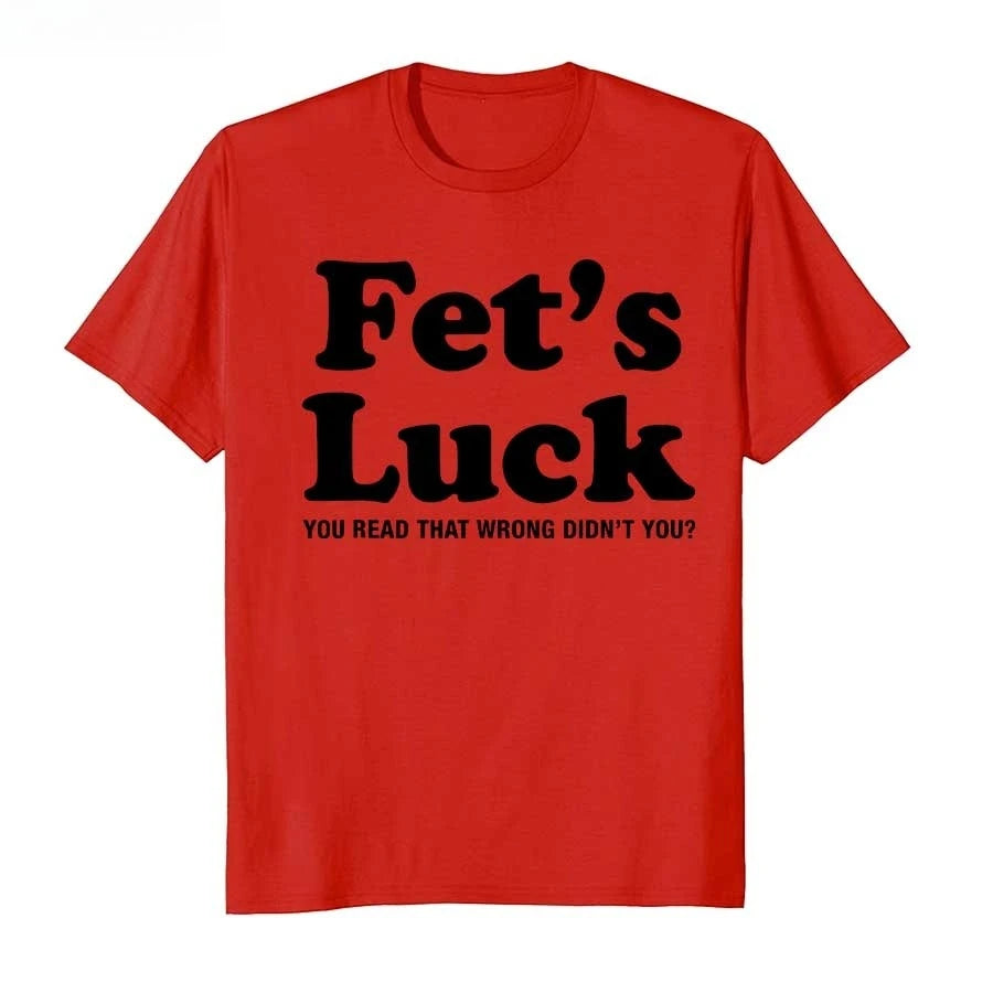 Funny Fets Luck Printed T-shirt Men Women 2026 Summer Pure Cotton T Shirts Short Sleeve Tops T-shirt for Men Women Cotton Tops