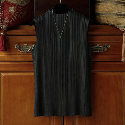 YUDX Miyake Pleated Classic Tops Sleeveless Bst T-shirt Harajuku Kawaii Korean Casual Fashion Fold Women Tees Aesthetic Clothes