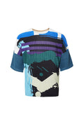 YUDX Pleated Men's Tops Printed T-shirt Loose Plus Size Short Sleeve Round Neck T-Shirt 2024 Summer New