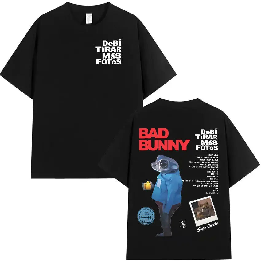 Rapper Bad Bunny's 2025 tour album printed T-shirt for men, casual and fashionable 100% cotton short-sleeved