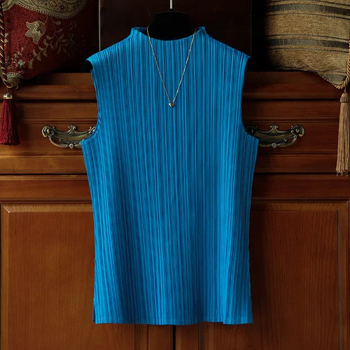YUDX Miyake Pleated Classic Tops Sleeveless Bst T-shirt Harajuku Kawaii Korean Casual Fashion Fold Women Tees Aesthetic Clothes