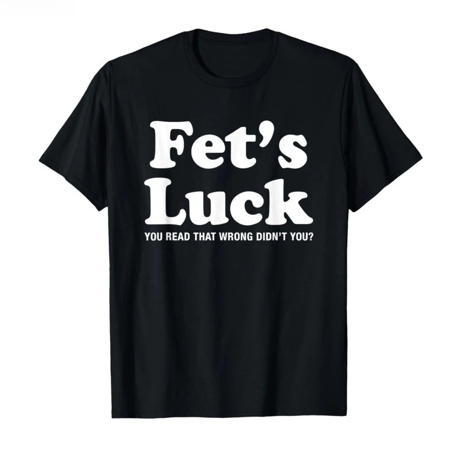Funny Fets Luck Printed T-shirt Men Women 2026 Summer Pure Cotton T Shirts Short Sleeve Tops T-shirt for Men Women Cotton Tops