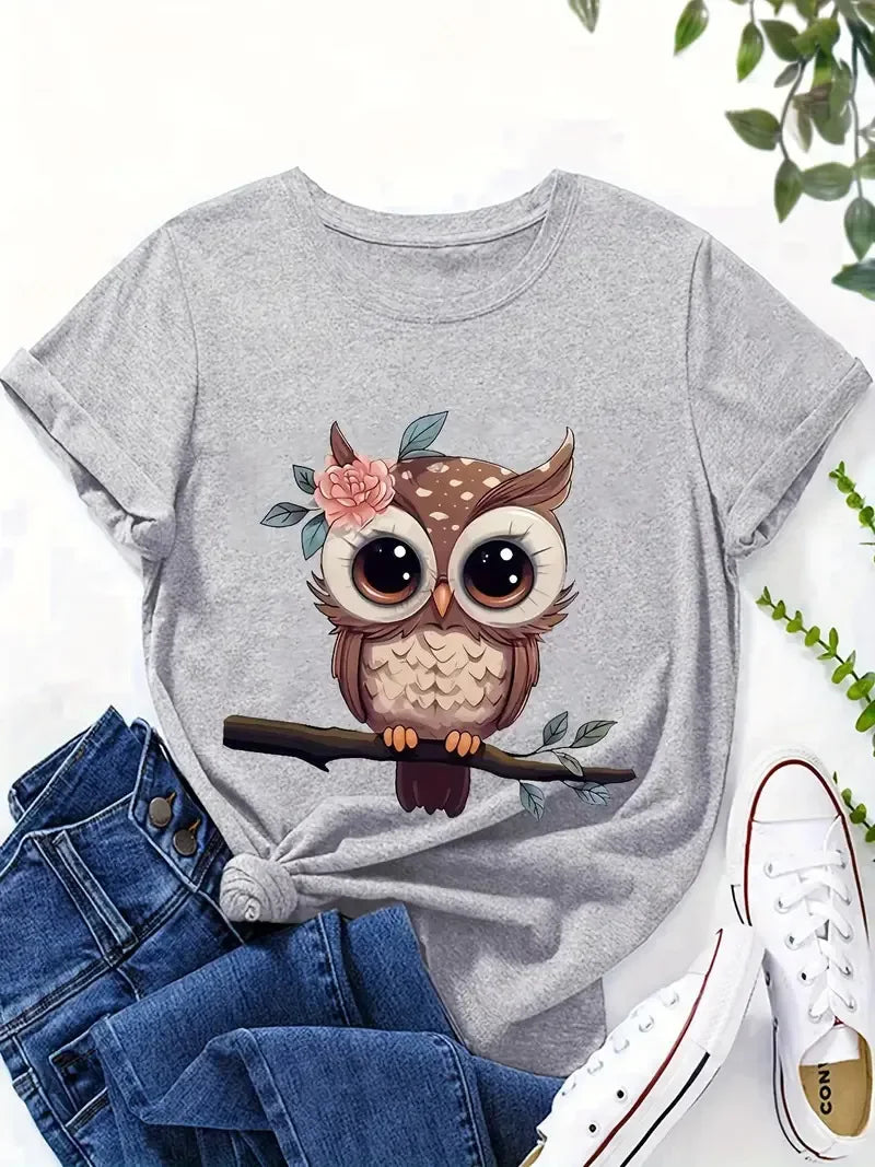 100% Cotton New Hot Sale Animal Print Women's Fashionable Casual Short Sleeve Tops Shirts for Women  Harajuku  Graphic T Shirts