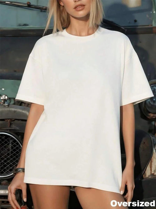 2026 Spring Summer Women's Casual T-shirts High Quality 100% Cotton Soft O-neck Tees Female Home Outdoor Comfort Pure Color Tops