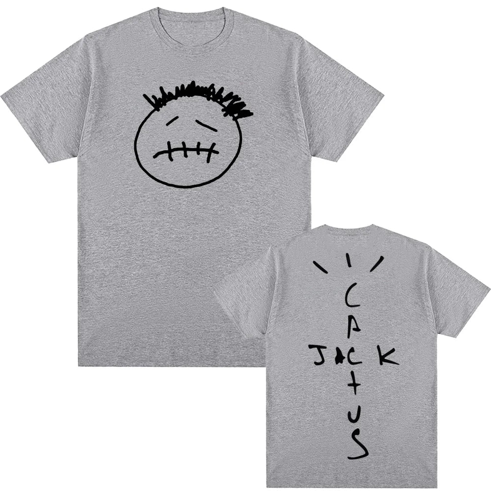 American rapper and Travis T Shirt Short Sleeve 100%Cotton Tee-shirt Graphic Printing Scott Tshirt Hip Hop Punk Clothing Tops
