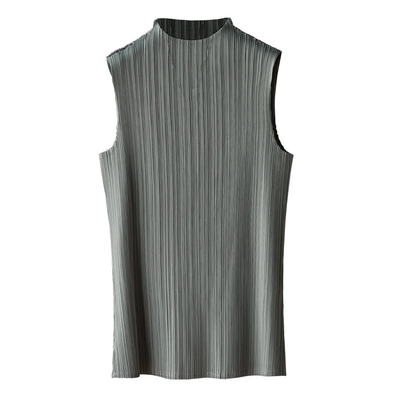 YUDX Miyake Pleated Classic Tops Sleeveless Bst T-shirt Harajuku Kawaii Korean Casual Fashion Fold Women Tees Aesthetic Clothes