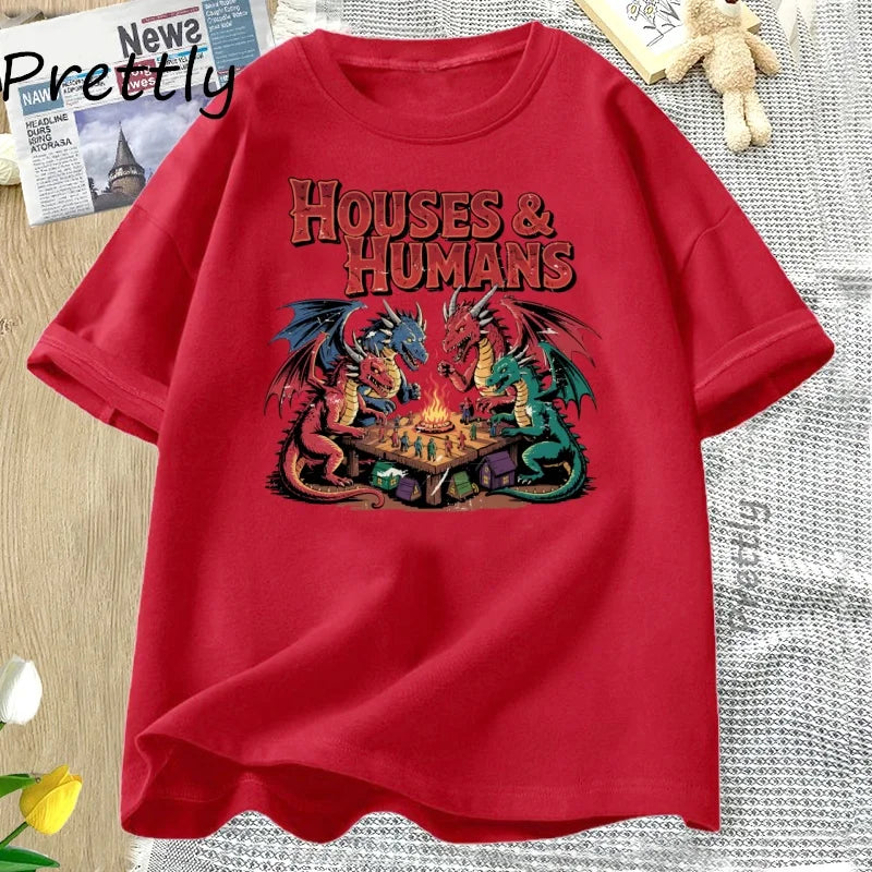 Houses and Humans TShirt Trending Unisex Tee Shirt Funny Dnd Retro 90s Joke T-shirt Casual Cotton Short Sleeve Round Neck Tees