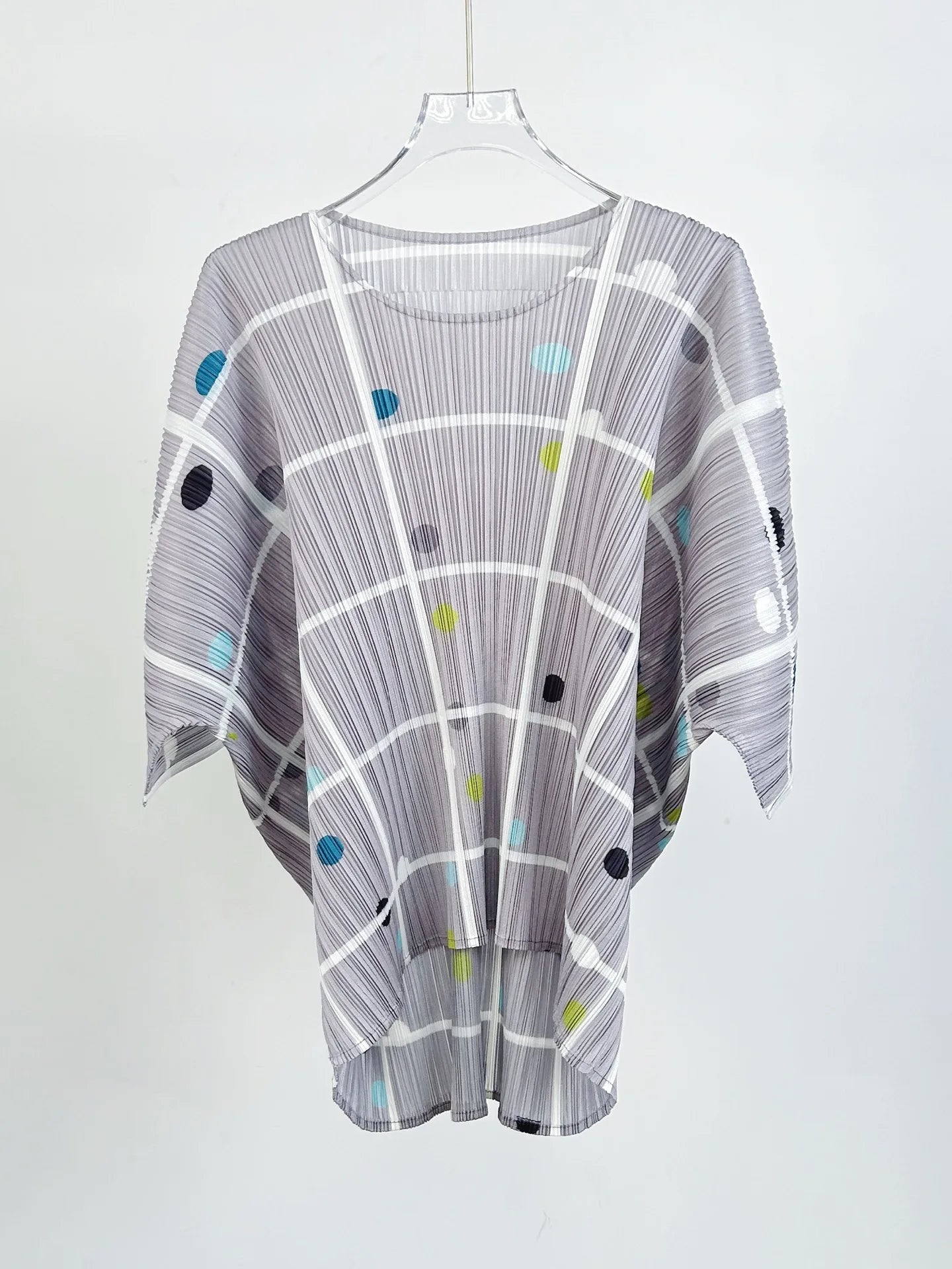 YUDX Black White Grid Colorful Polka Dot Print Pleated 2 Piece Set Short Sleeve Loose Fit 2026 Trendy Vacation Women Casual Set