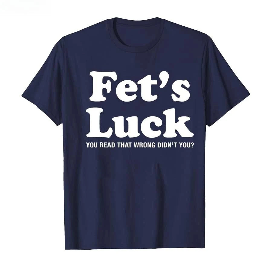 Funny Fets Luck Printed T-shirt Men Women 2026 Summer Pure Cotton T Shirts Short Sleeve Tops T-shirt for Men Women Cotton Tops