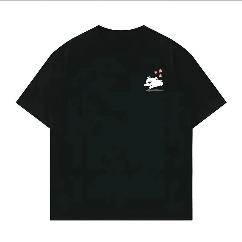 Snoopy Cartoon Anime Women T-shirt Summer Short Sleeve White 100% Cotton Men Tee Shirts Tops 2025 New Fashion Couple Clothing