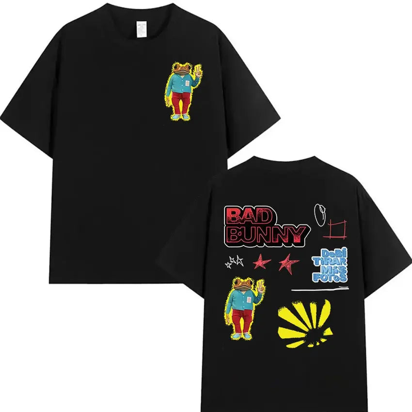Rapper Bad Bunny's 2025 tour album printed T-shirt for men, casual and fashionable 100% cotton short-sleeved