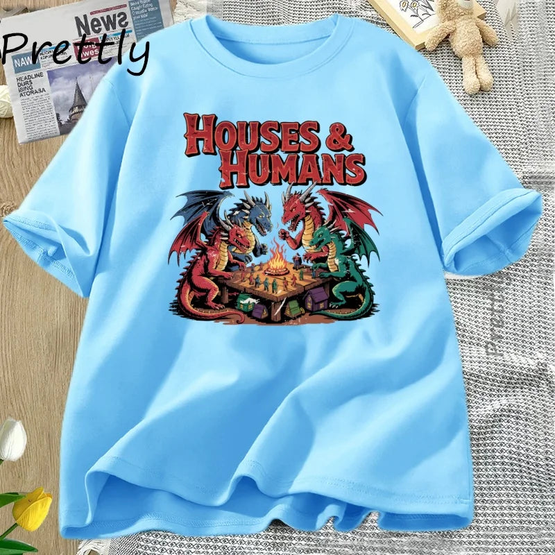 Houses and Humans TShirt Trending Unisex Tee Shirt Funny Dnd Retro 90s Joke T-shirt Casual Cotton Short Sleeve Round Neck Tees
