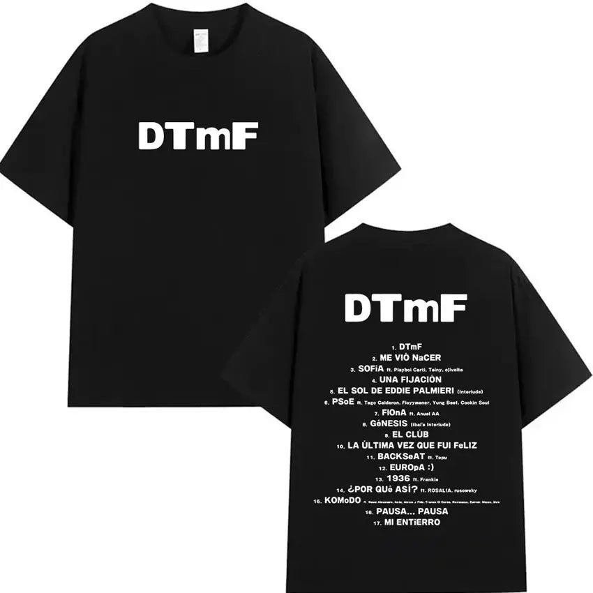 Rapper Bad Bunny's 2025 tour album printed T-shirt for men, casual and fashionable 100% cotton short-sleeved