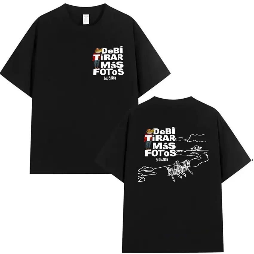 Rapper Bad Bunny's 2025 tour album printed T-shirt for men, casual and fashionable 100% cotton short-sleeved