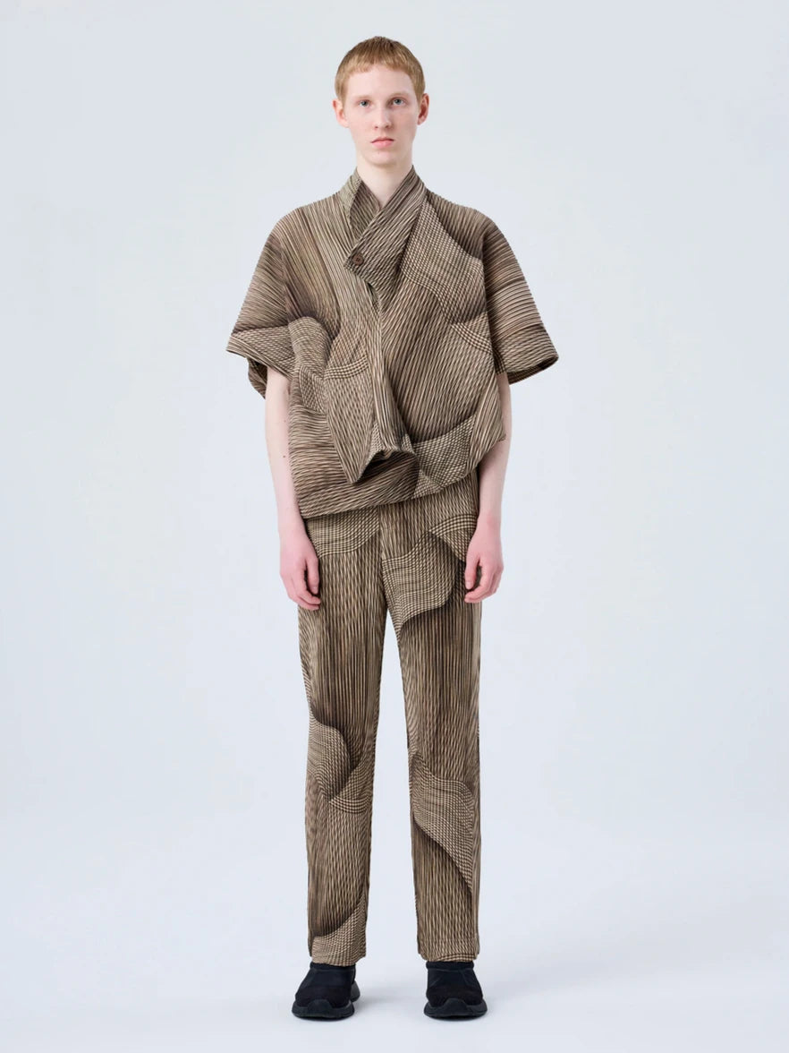 YUDX Miyake Pleated Men's Jacket Solid Color Irregular Top Short Sleeve One Button Design 2024 Autumn New