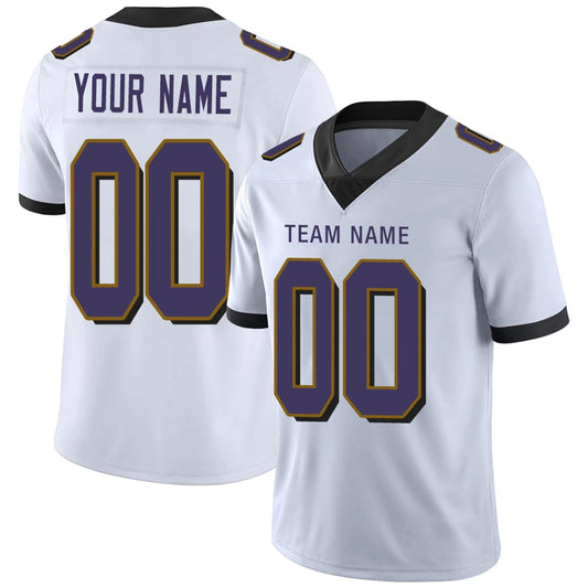 Custom B.Ravens White Personalized Design Your Own Name and Number for Men Women Youth Footbal Jerseys