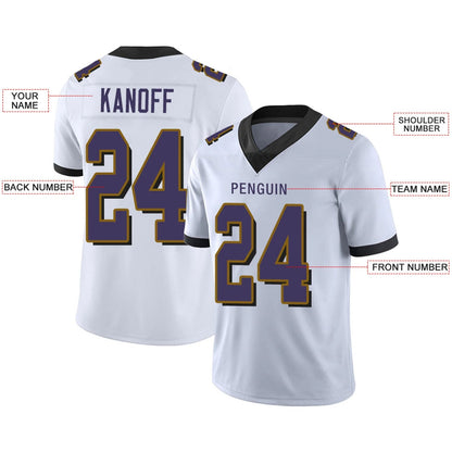 Custom B.Ravens White Personalized Design Your Own Name and Number for Men Women Youth Footbal Jerseys